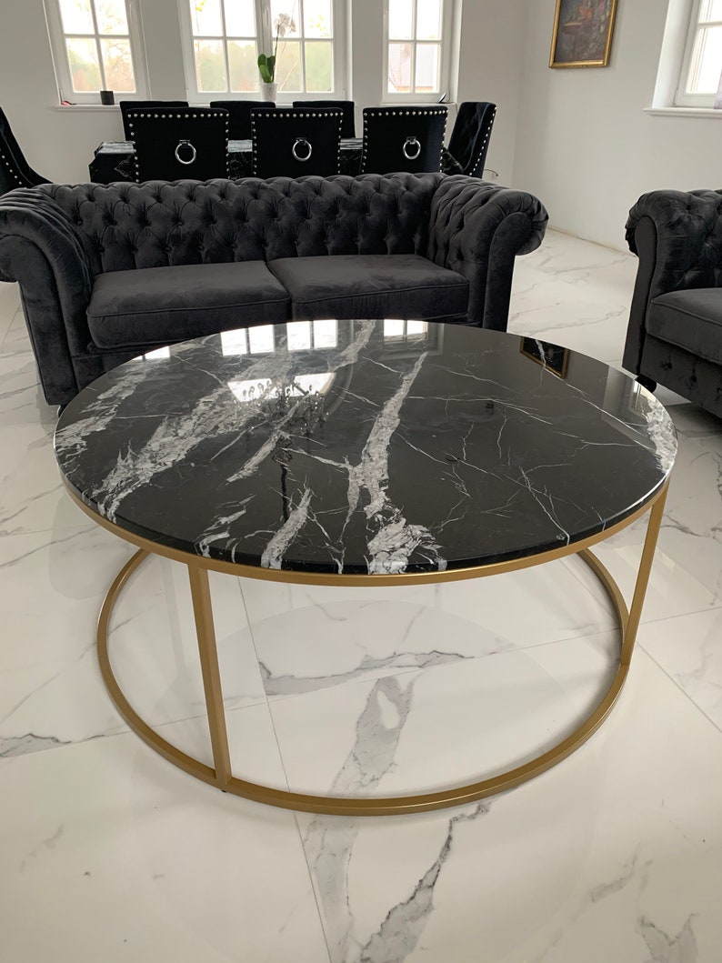 OZZY custom table, table top, marble, quartz, full personalization, selection of coffee table diameter and height, Silestone, round table image 1