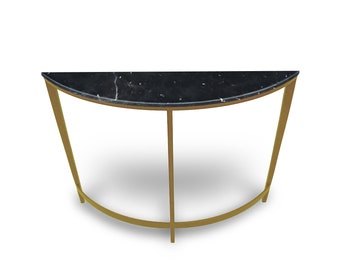 High-end HALF-MOON console - unusual shape! Profiled, tapered legs! The type of the top and the color of the base to choose from!