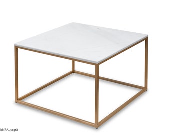 Mesa de centro hecha por encargo, SQUARE, mármol Bianco, calidad hecha a mano, encimera de mármol, mesa de café | Fashion-Home