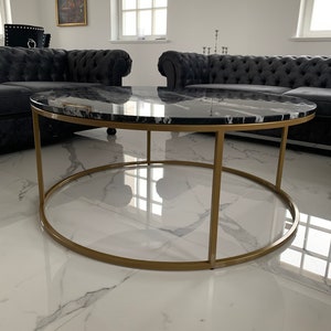 OZZY custom table, table top, marble, quartz, full personalization, selection of coffee table diameter and height, Silestone, round table image 3