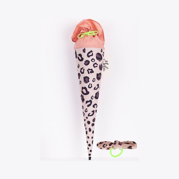 coopz Schultüte Leo Nr. 2 mit Haarschleife Rosa personalisiert mit Name Handmade Zuckertüte Schulranzen