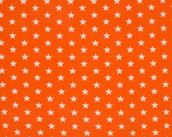 Baumwollersey Sterne Orange/Weiß