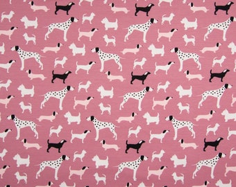 Jersey Fabric Dogs Old Pink