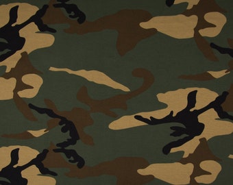 Jersey Stoff Camouflage braun/grün