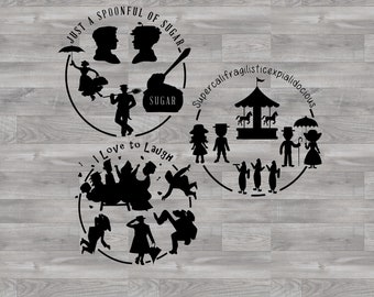 Mary Poppins SVG / Mary Poppins Clipart / Cricut / Klippfiler / Siluett / Dekal / Dxf / Vektor