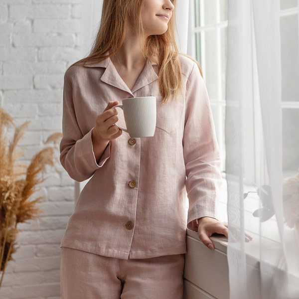 Mother's Day Gift: Linen Pajama Set for Mom | Comfortable & Breathable Sleepwear | Perfect Present for Mom's Special Day