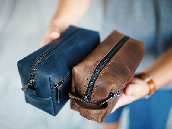 Unique Gift For Men Leather Toiletry Bag Personalized Dopp Kit | Etsy