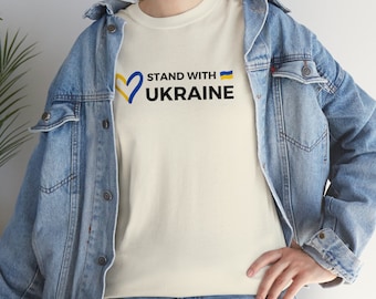 Stand with Ukraine Unisex Heavy Cotton Tee - Ukraine Shirt Gift for Her, Gift for Him - Show Your Support in Style