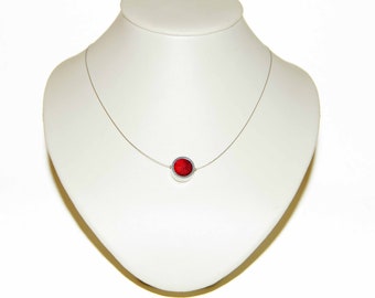 Personalisiert Kette aus Filz in rot und Aluminium in Deiner Lieblingslänge, Modeschmuck, Geschenk für die Frau