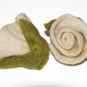 Noble felt rose in white flower with small pearls, gift for the woman image 5