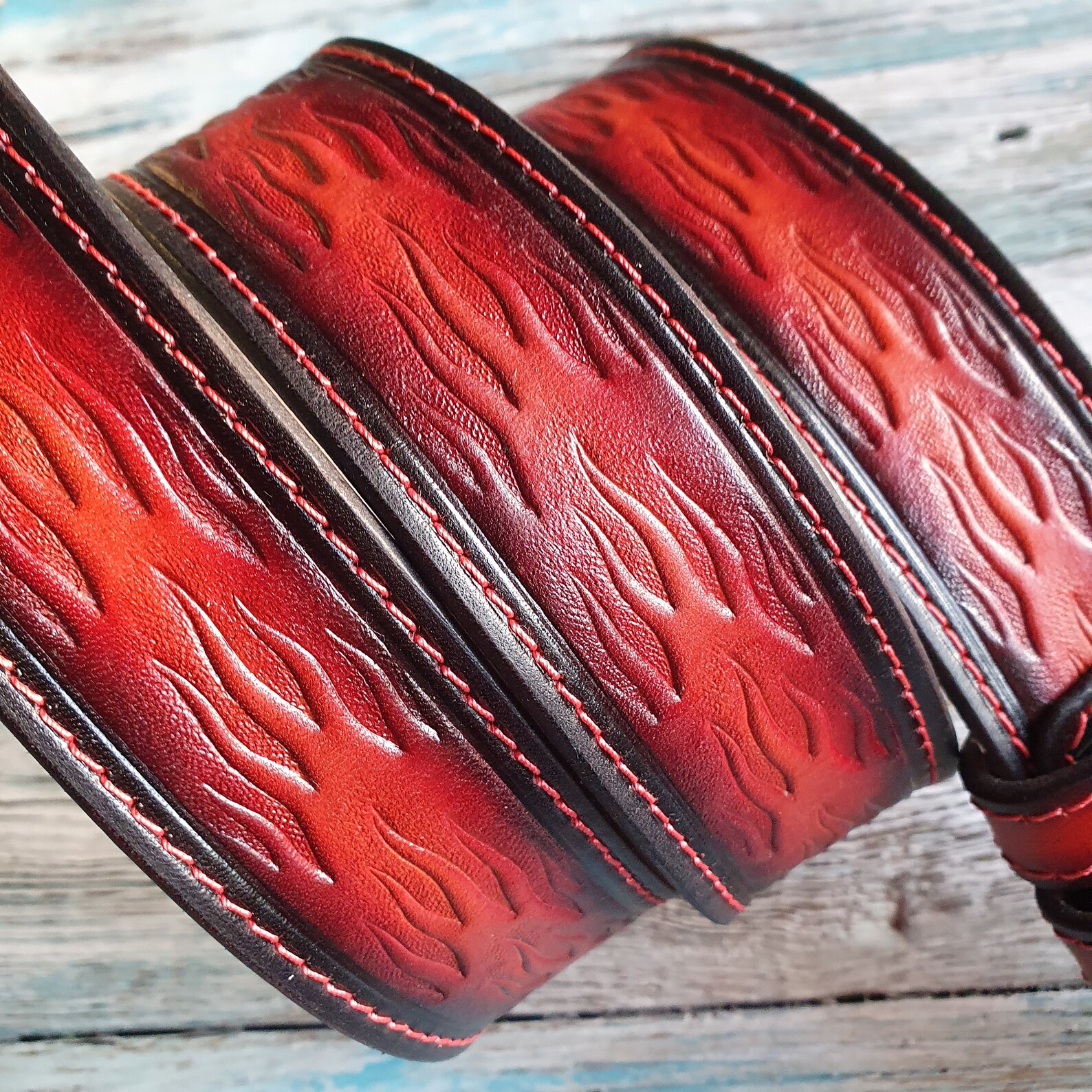 Men's leather belt Flame leather belt Biker leather belt Etsy