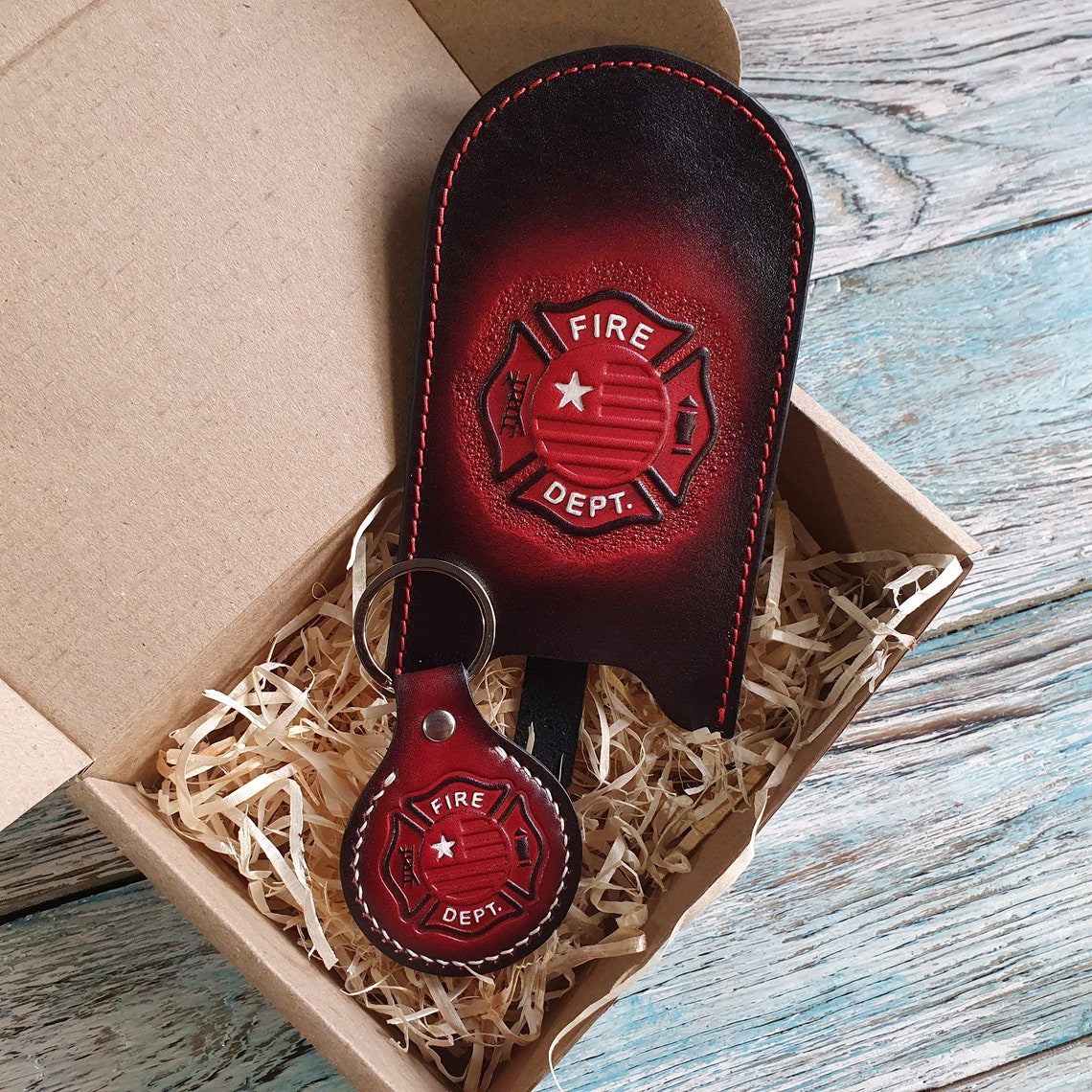 Firefighter Maltese Cross Firefighter gifts Fireman leather Etsy