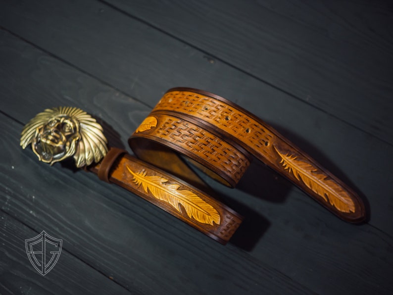 Indian brown leather belt western Belt Anniversary gift men Western leather belt