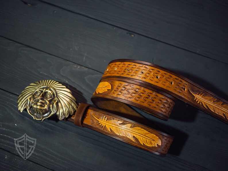 Indian brown leather belt western Belt Anniversary gift men Western leather belt