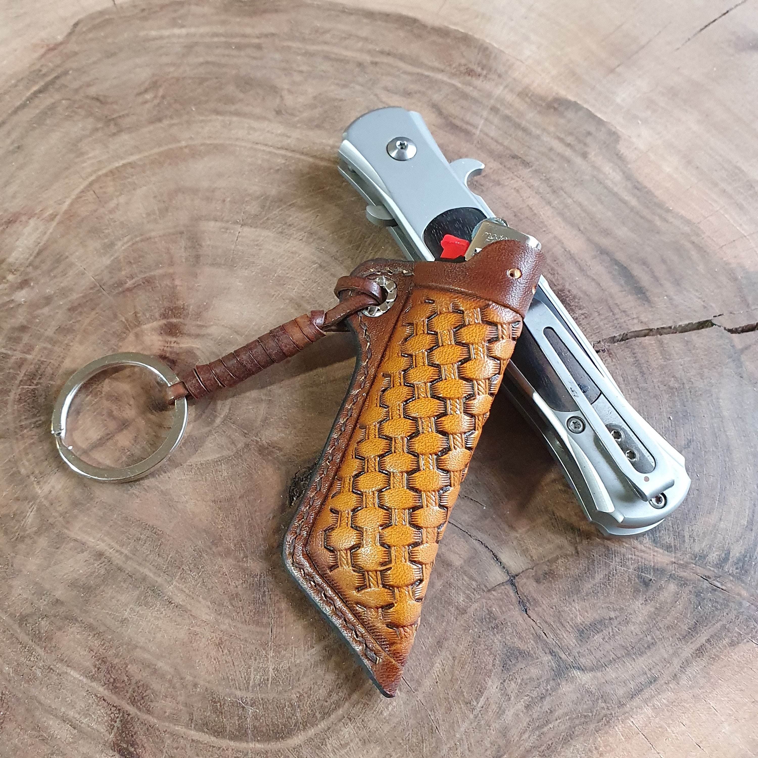 Leather case for Bic lighter Keychain lighter Edc leather gift Etsy