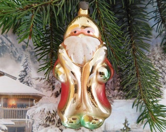 Cute Soviet Christmas Tree Decorations 1950s Onrament. Santa Claus and Snow Maiden Christmas Decoration USSR Cardboard Xmas Ornament