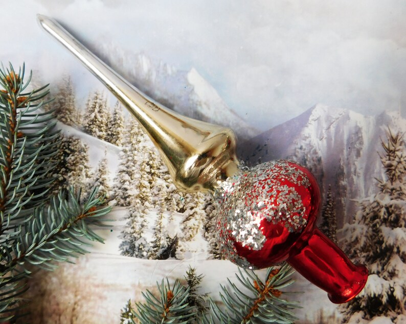 soviet Christmas Christmas glass tree topper 21 cm tree topper Christmas tree topper top 8.4 inch antique Christmas ornaments ornament