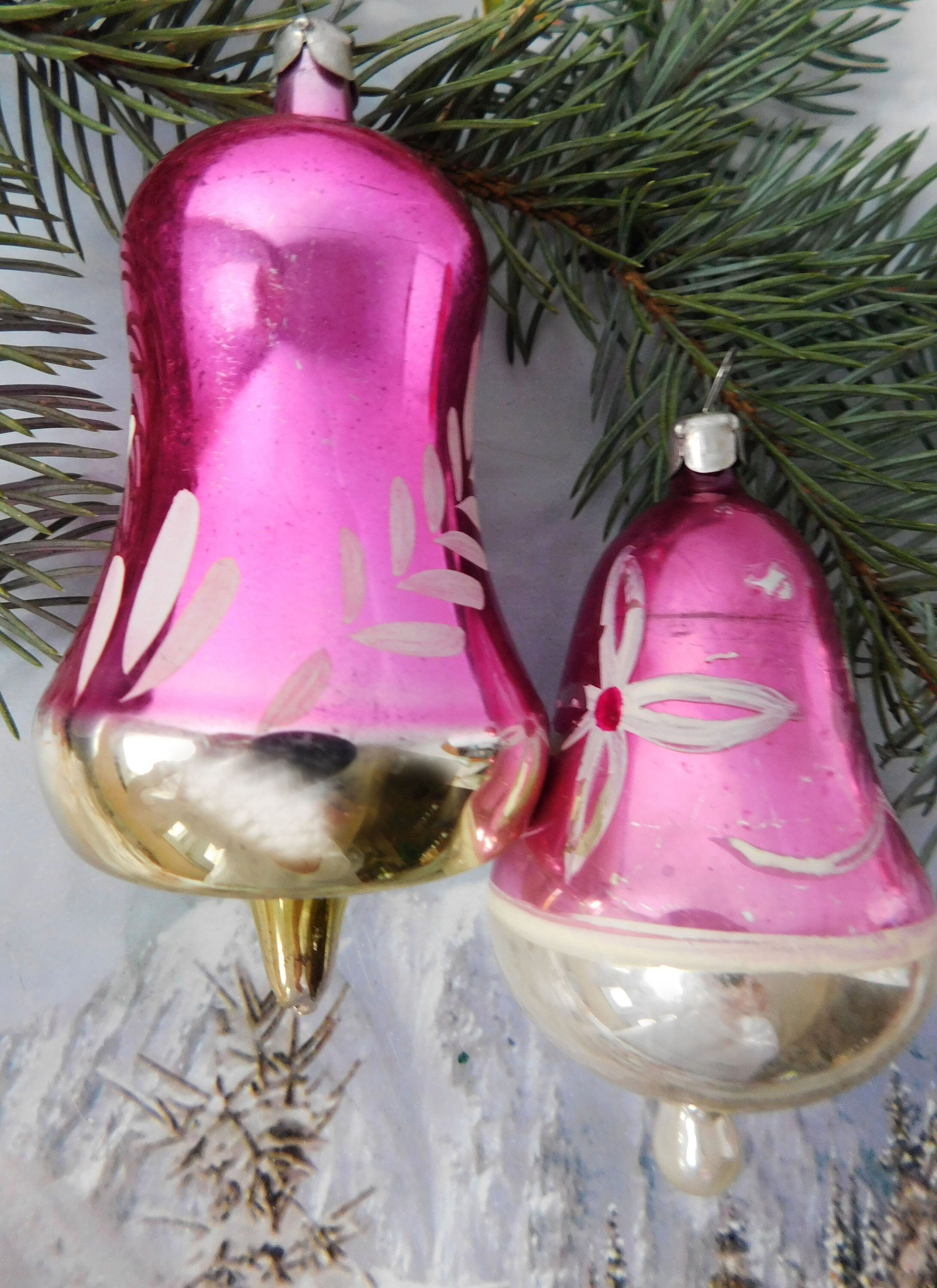 Two bells Vintage Christmas ornament ornaments Xmas Christmas Etsy