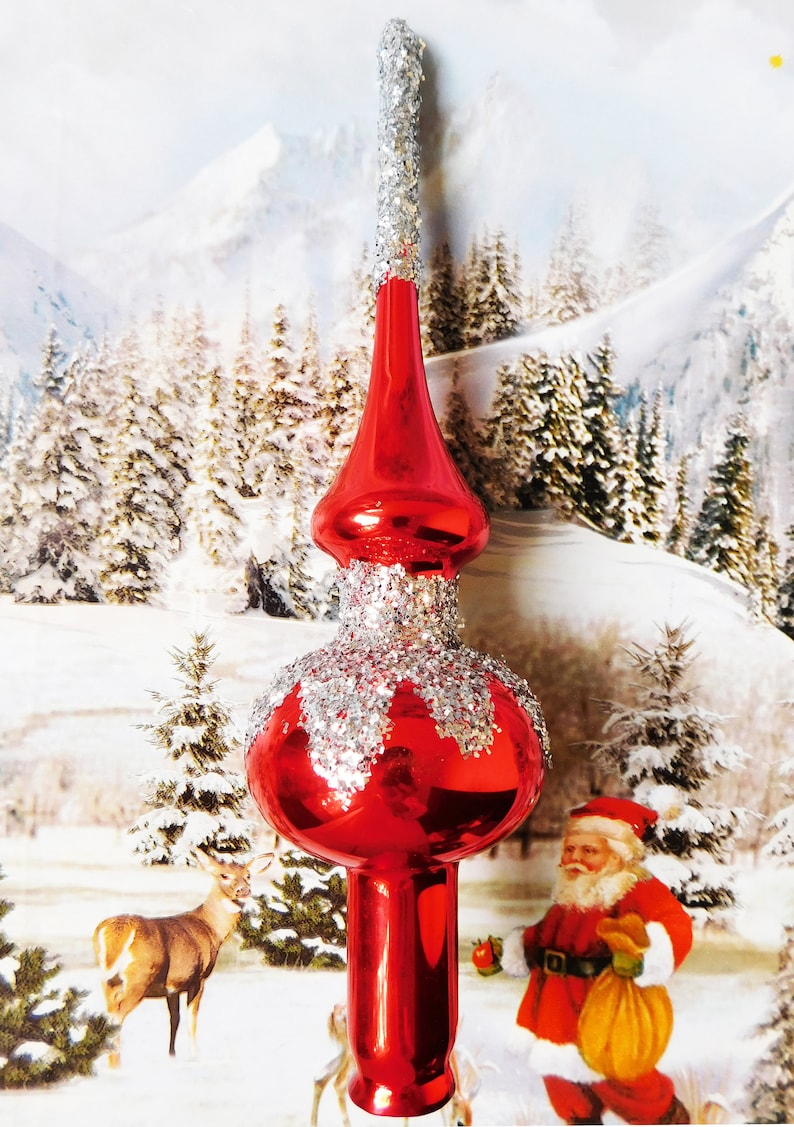 Christmas glass tree topper 22cm 8.8 inch tree topper | Etsy