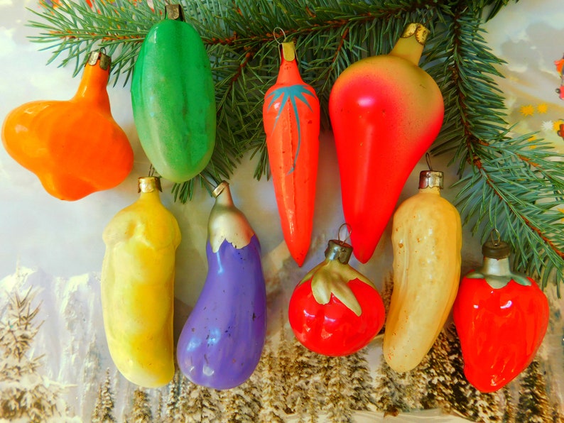 Nine vegetables Vintage Christmas ornament ornaments Etsy