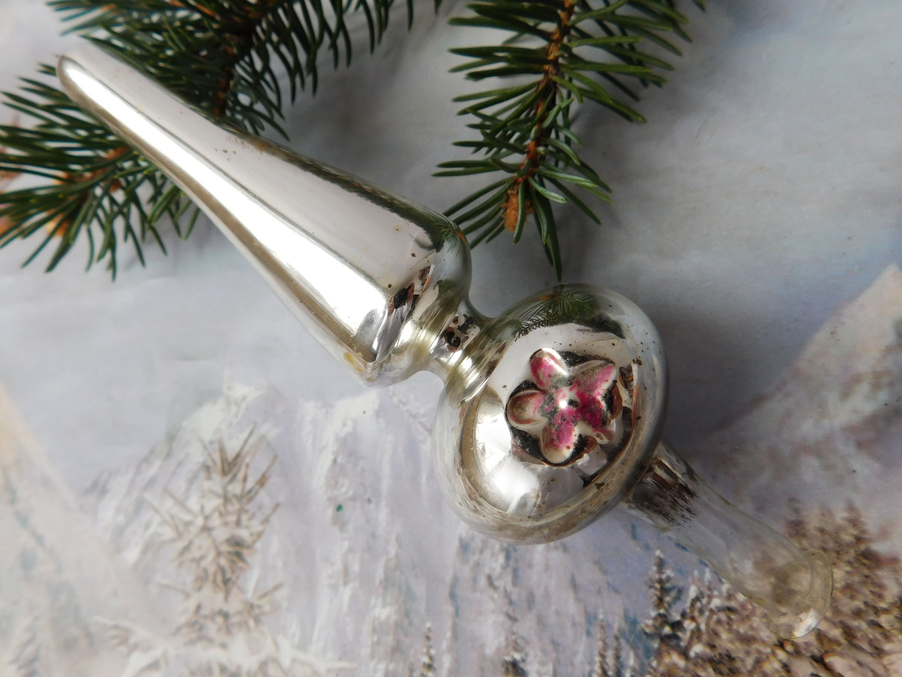 Small Christmas glass tree topper 15 cm 6 inch tree topper Etsy