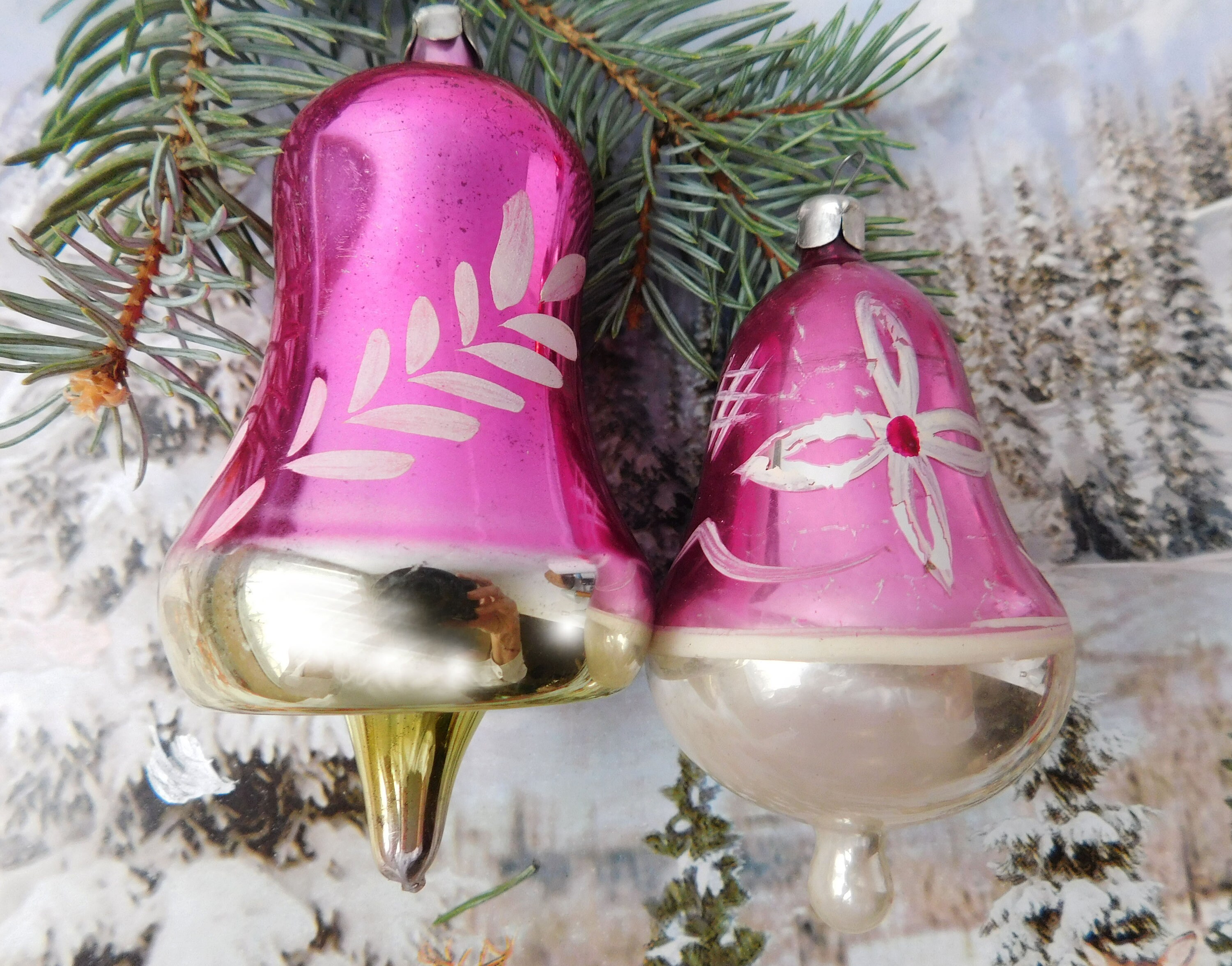 Two bells Vintage Christmas ornament ornaments Xmas Christmas Etsy