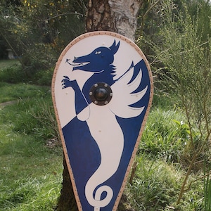 Handbemaltes Drachenschild: 1066 Normannen Reenactment Gefechtseinsatz