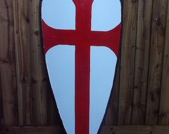 Hand Painted flat topped Kite Shield: Custom Crusader Re-enactment Ready