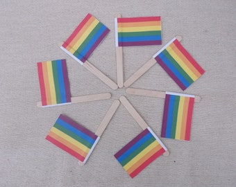 Lollipop stick flags, cake topper flags, Pride flags, rainbow flags, LGBTQ+, sand castle toppers