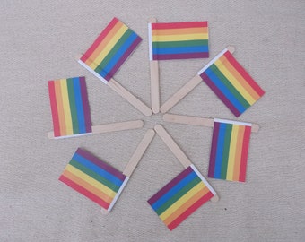 Rainbow Pride Lollipop Stick Flags: Cake & Sandcastle Toppers