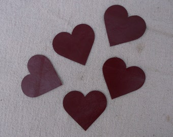 Leather hearts, love badge, red leather patch, Valentines hearts, Heart livery badge