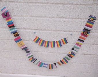 Tiny rainbow flags, LGBTQ+ banners, Pride flags bunting, diversity inclusion flags, mini flag garland