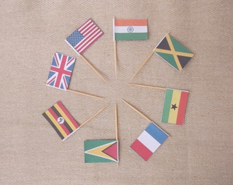 Cocktail stick flags, mini cake flags, National flags, country flags, nations of the world, gaming props, cup cake toppers