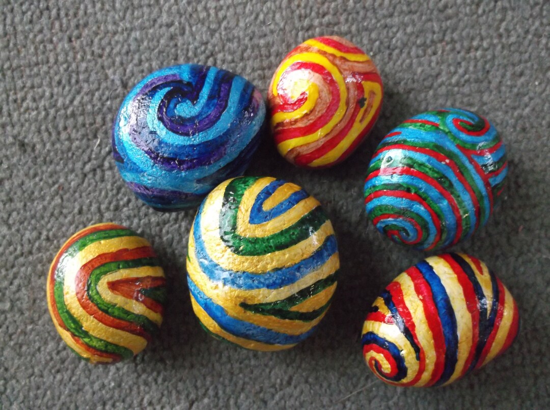 Swirly Rocks, Decorated Pebbles, Rainbow Stones, Unicorn Poop, Eternal