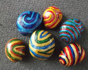 Swirly rocks, decorated pebbles, rainbow stones, unicorn poop, eternal pebble, Easter eggs