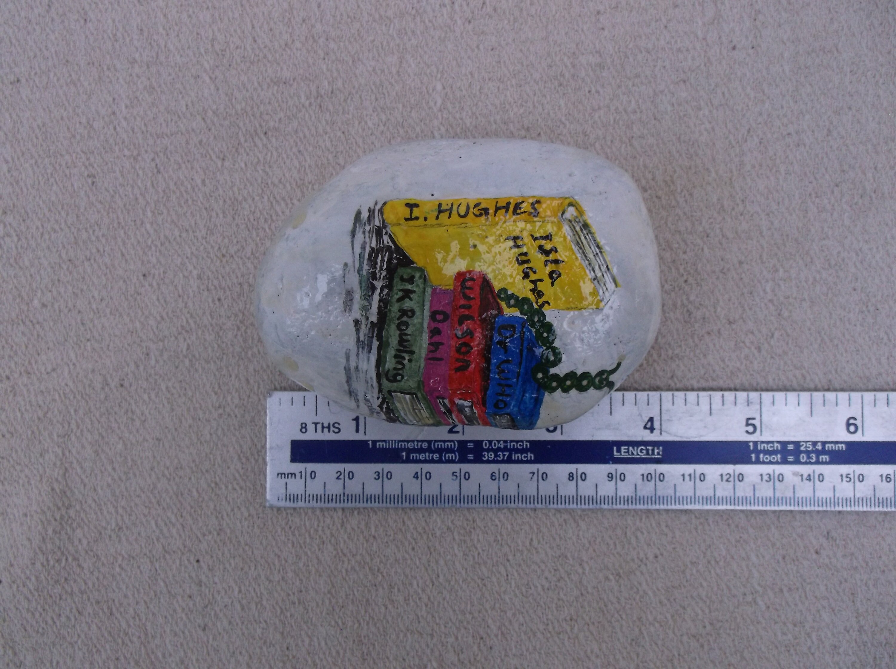 Personalise Book Rock, Stack of Books Pebble, Paperweight, Decretive ...