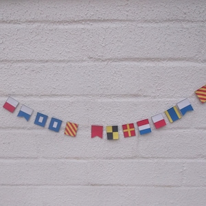 Tiny shipping signal flags, mini boat flags, message banners, letter flags bunting, mini flag garland, international maritime signals