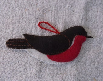 Robin Decoration, Christmas bird, jolly fabric robin