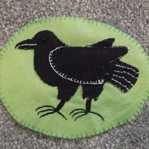 Raven Livery badge, black bird patch, hand sewn crow