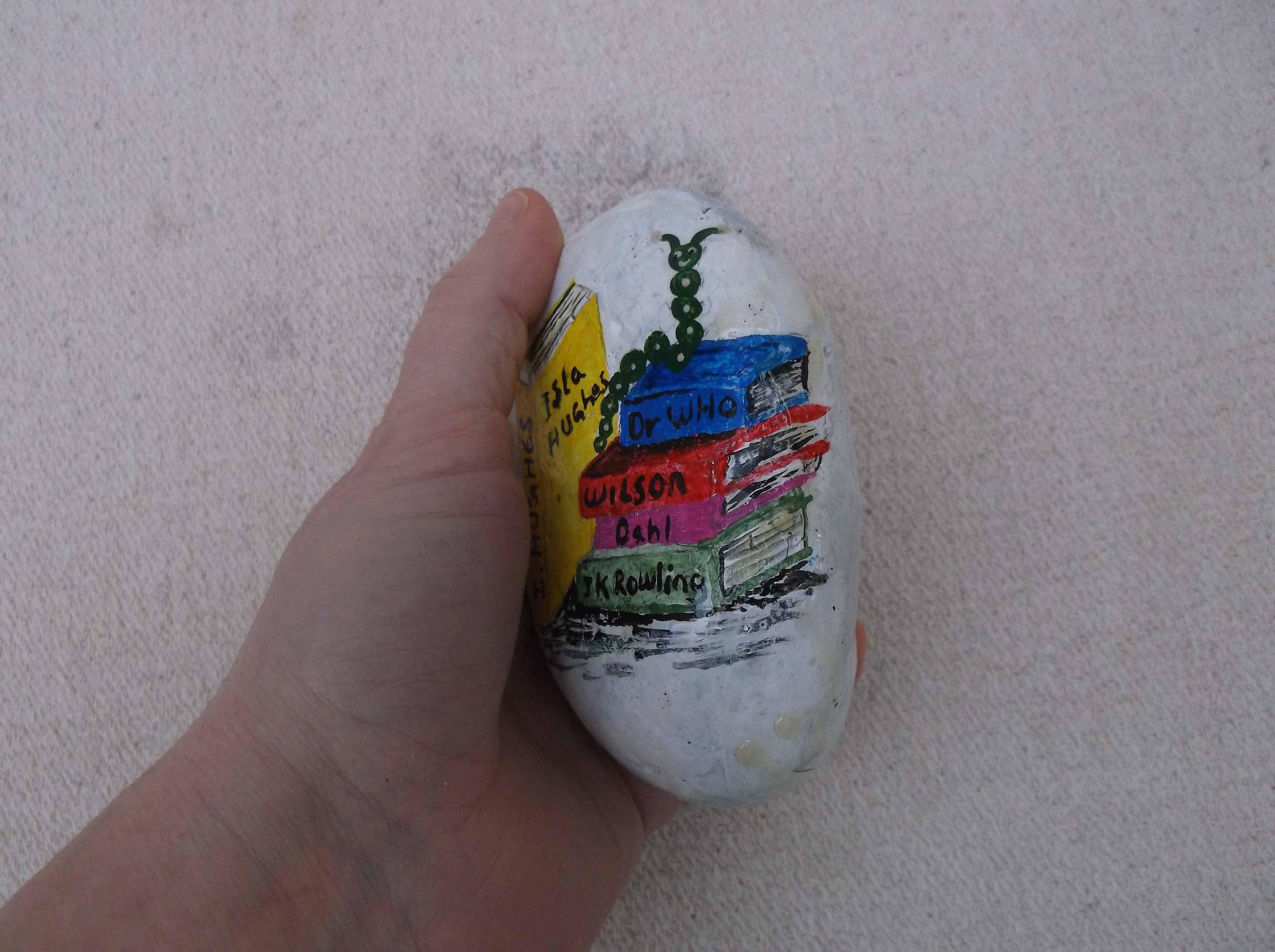 Personalise Book Rock, Stack of Books Pebble, Paperweight, Decretive ...