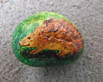 Hedgehog rock gift, painted pebble, wildlife stone, happy hoggy, Urchin decoration, hedgehog plant-pot friend,