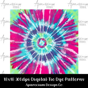 DIGITAL FILE Purple Pink Green and Blue Tie Dye Digital Paper Set