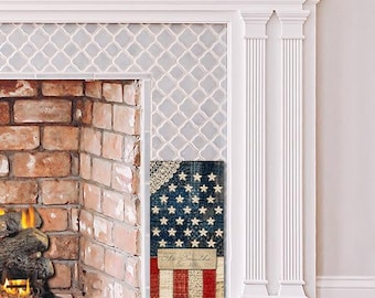 DIGITAL FILE Cottagecore Patchwork Americana American Flag Vertical Board Sublimation Design Template