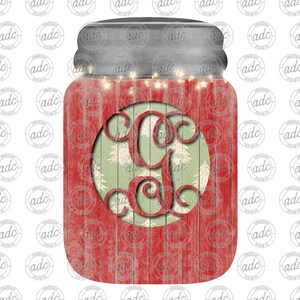 DIGITALE DATEI Hölzerner Weihnachtsbaum-Monogramm G Einmachglas-Türhänger oder Ornament-Sublimationsdesign