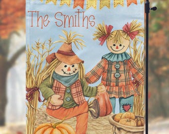 DIGITAL FILE Watercolor Fall Scarecrow Garden Flag Sublimation Template