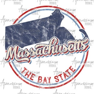 DIGITAL FILE Retro State of Massachusetts Sublimation Design