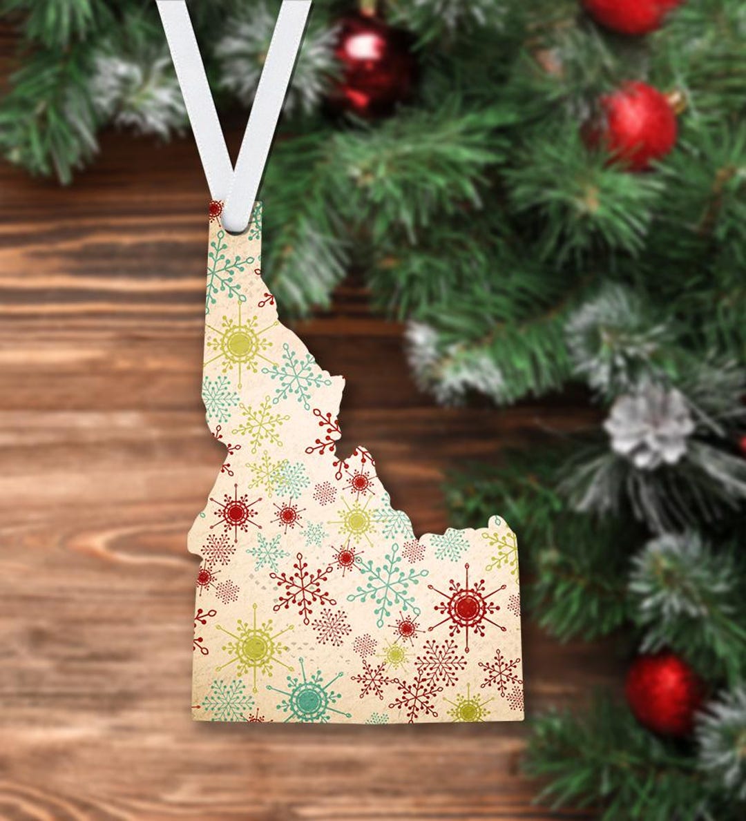 DIGITAL FILE Vintage Snowflake State of Idaho Shaped Ornament ...