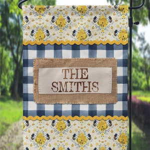 DIGITAL FILE Navy Honey Bee Farmhouse Garden Flag Sublimation Template
