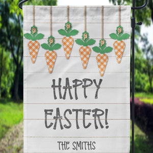 DIGITAL FILE Gingham Carrot Happy Easter Garden Flag Sublimation Template