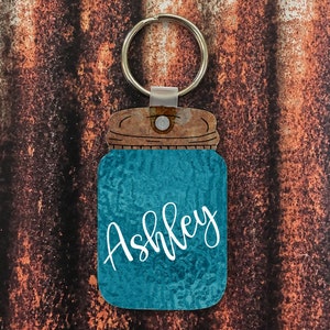 DIGITAL FILE Antique Blue Glass Mason Jar Keychain Sublimation Design